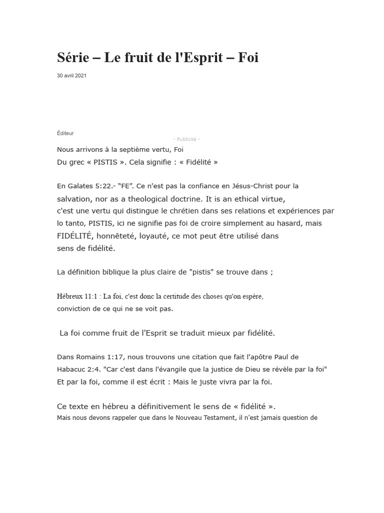 Foi : Fidélité et Confiance en Dieu | PDF | Foi | Dieu