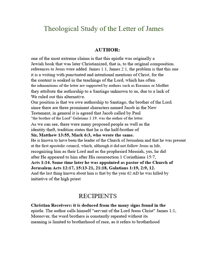 The Letter of James: A Theological Study | PDF | Acts Of The Apostles ...