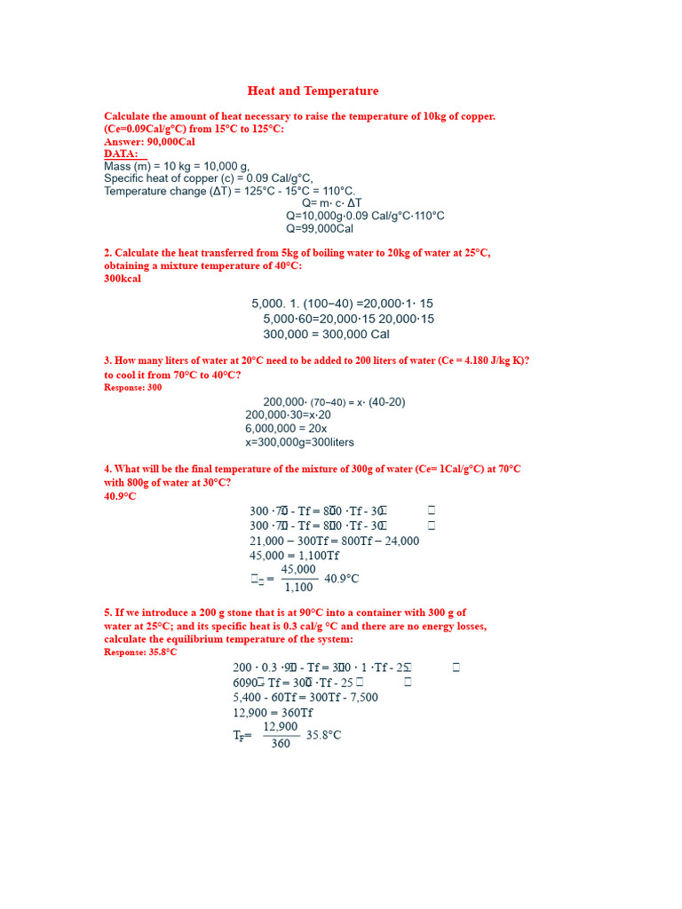 Heat Transfer and Work Calculations | PDF | Heat | Force