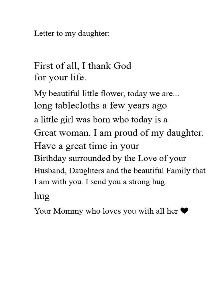 Heartfelt Birthday Letter to Daughter | PDF