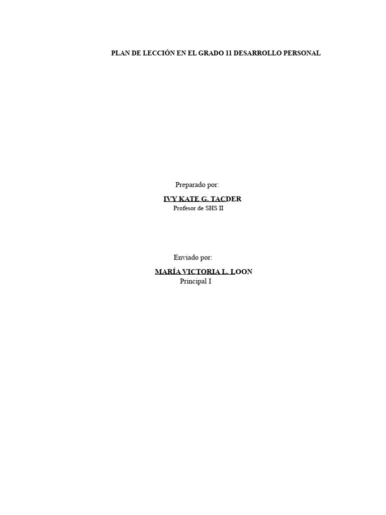 Plan de Clase en Desarrollo Personal de Grado 11 | PDF | Estrés ...