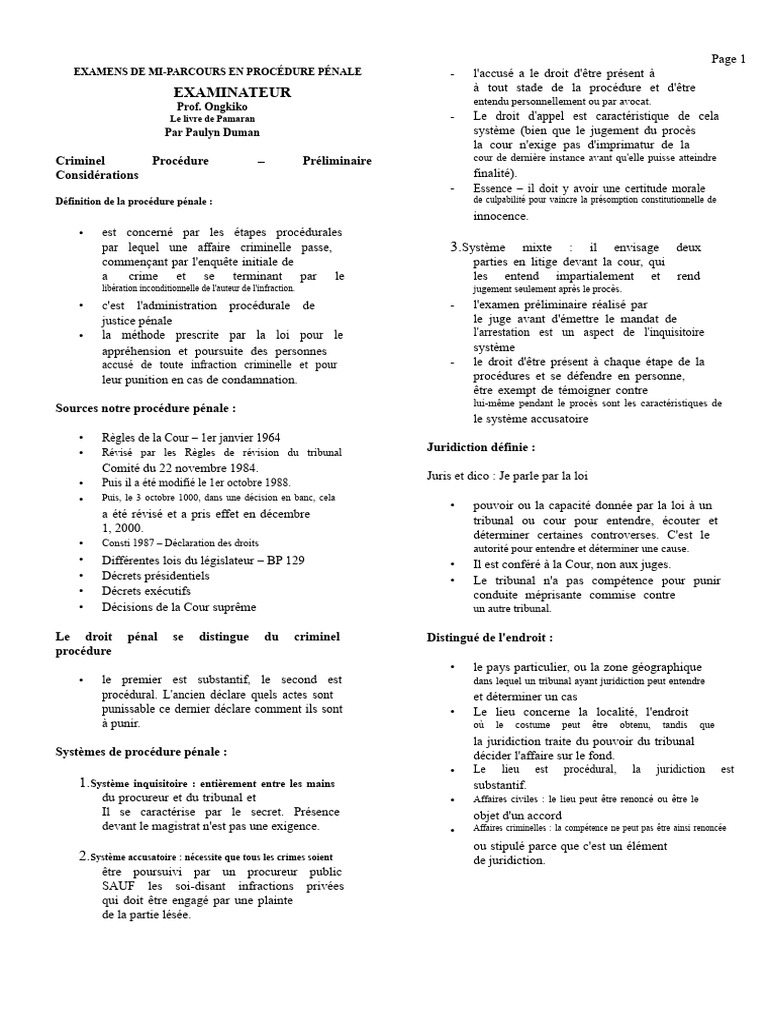 Droit et Juridiction en Procédure Pénale | PDF | Crimes | Crime et violence