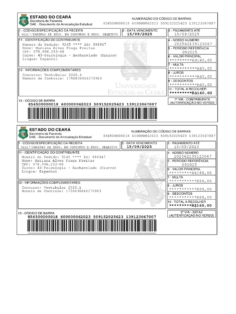 Formulário Uece | PDF