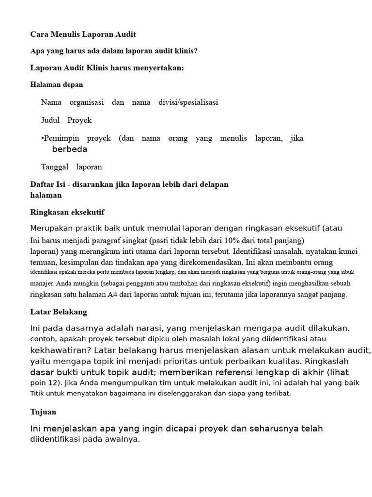 Cara Menulis Laporan Audit | PDF
