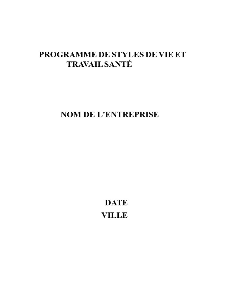 Programme de Vie et Travail Sain | PDF | Obésité