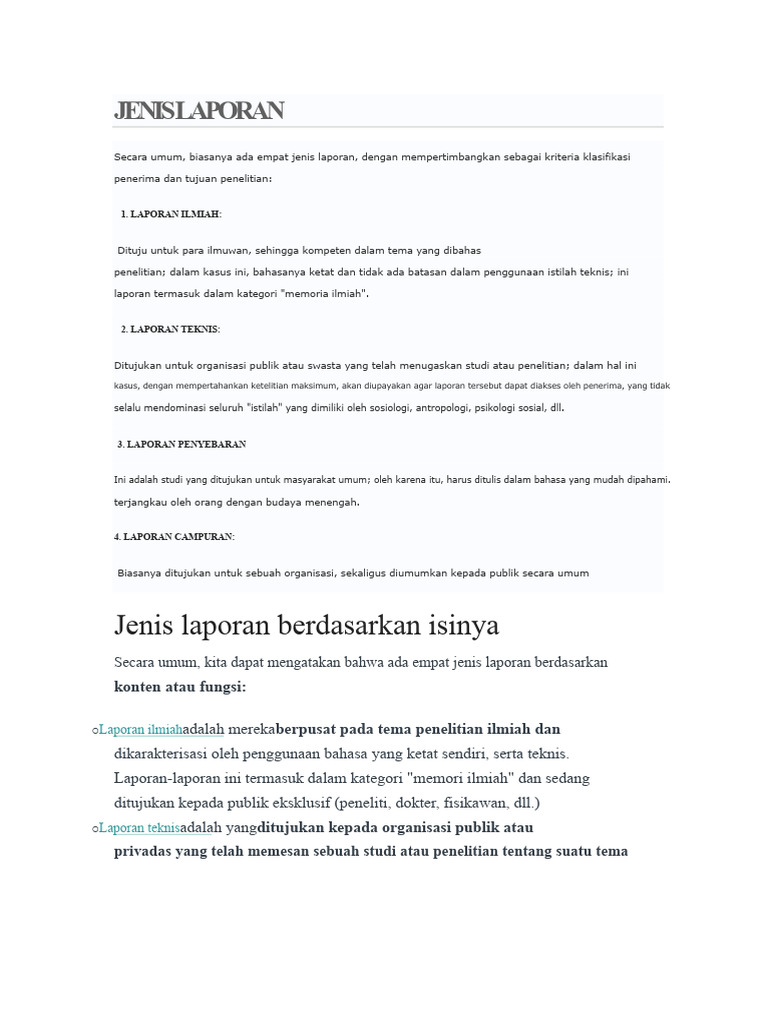 Jenis-jenis Laporan Penelitian | PDF