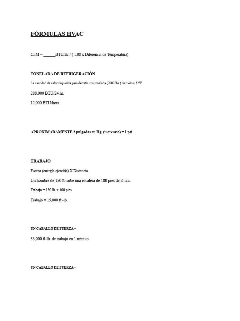 Hvac Formulas PDF | PDF | Humedad | Caloría