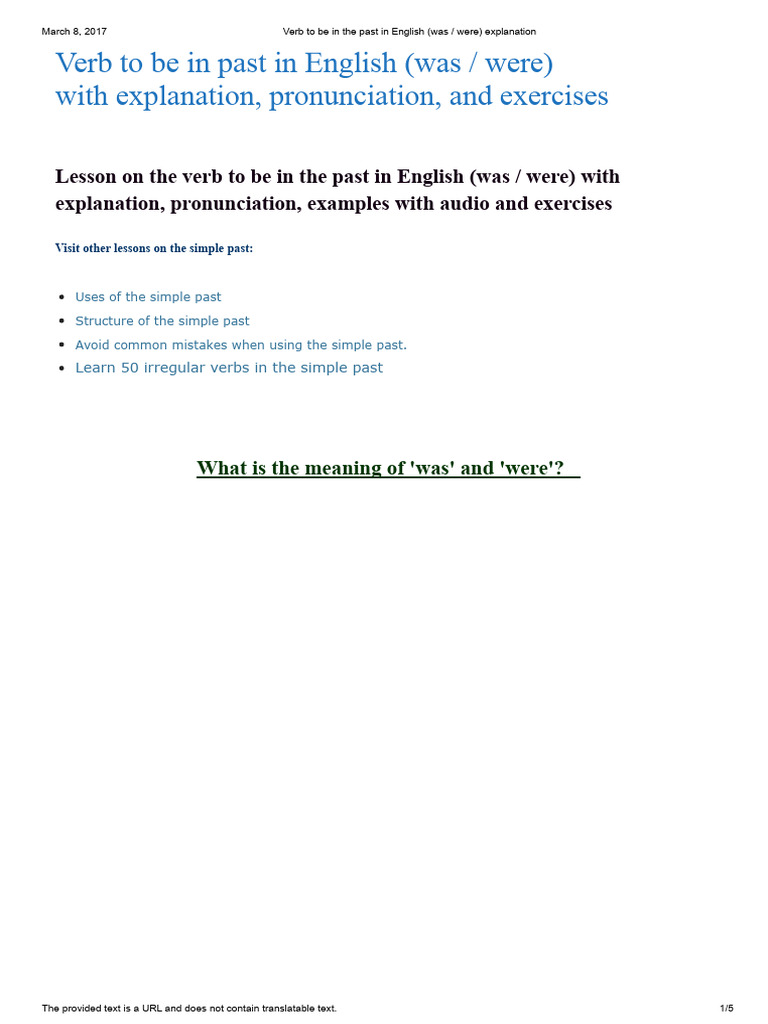 Understanding Was/Were in Past Tense | PDF | English Language | Linguistics