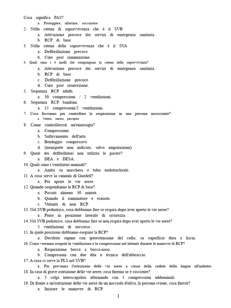 Domande e Risposte Programma Per Assistente Sanitario | PDF