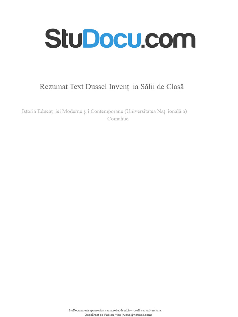 Rezumat Text Dussel Inventarea Sălii de Clasă | PDF