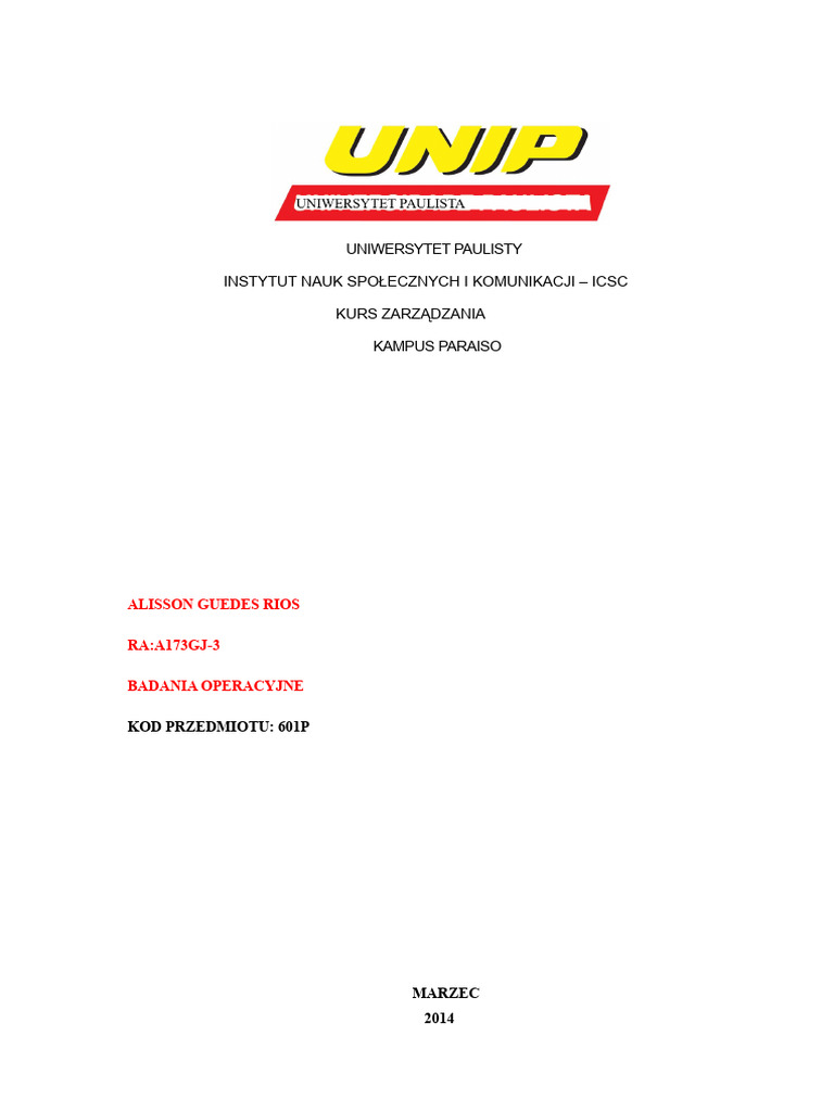 Badania Operacyjne - Unip | PDF