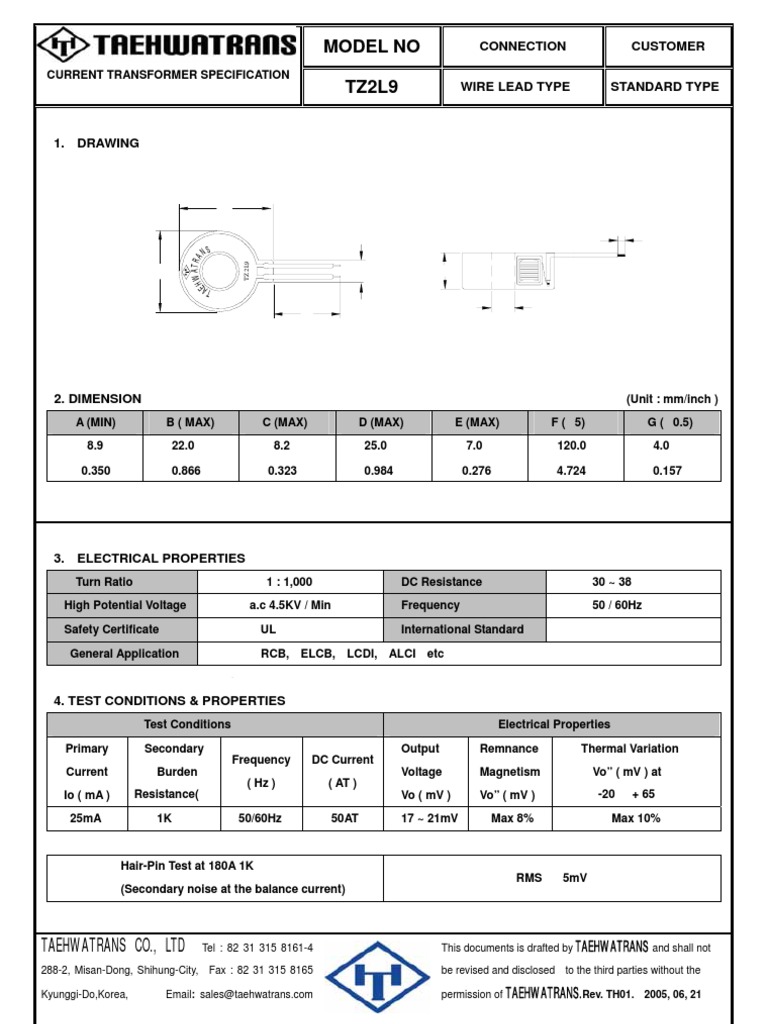 Current Transformer Specifications | PDF | Technology & Engineering