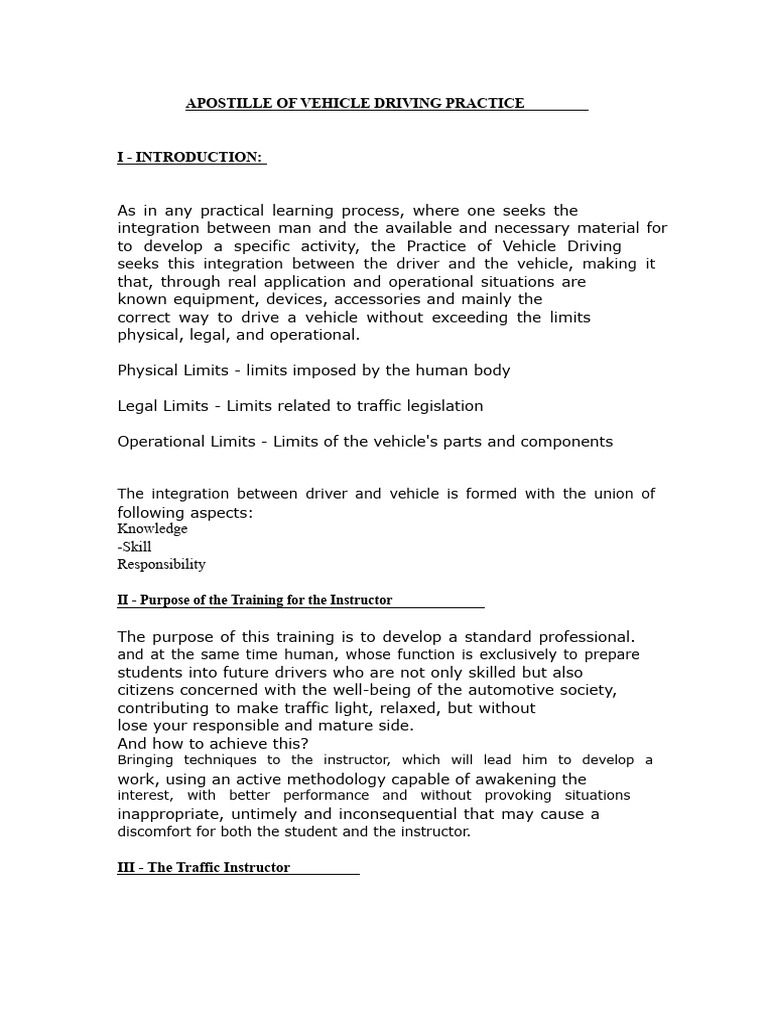Vehicle Driving Practice Training Guide | PDF | Traffic | Driving