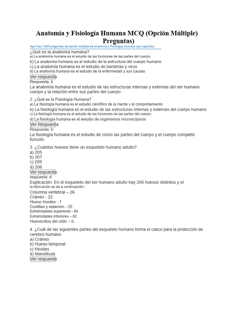 2............. Anatomía y Fisiología Humana MCQ | PDF | Articulación ...