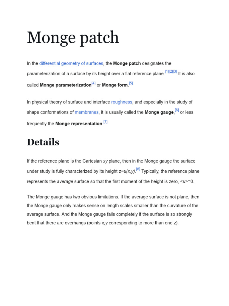 Monge Patch: Surface Parameterization | PDF