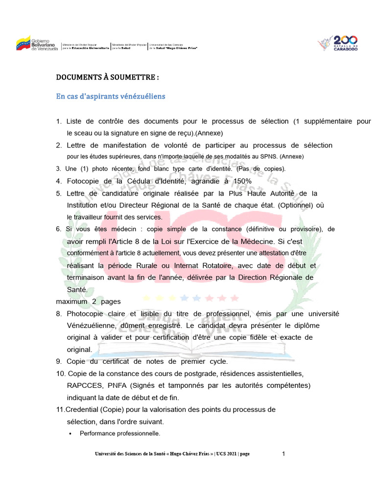 Documents requis pour le processus de sélection | PDF | Document d ...