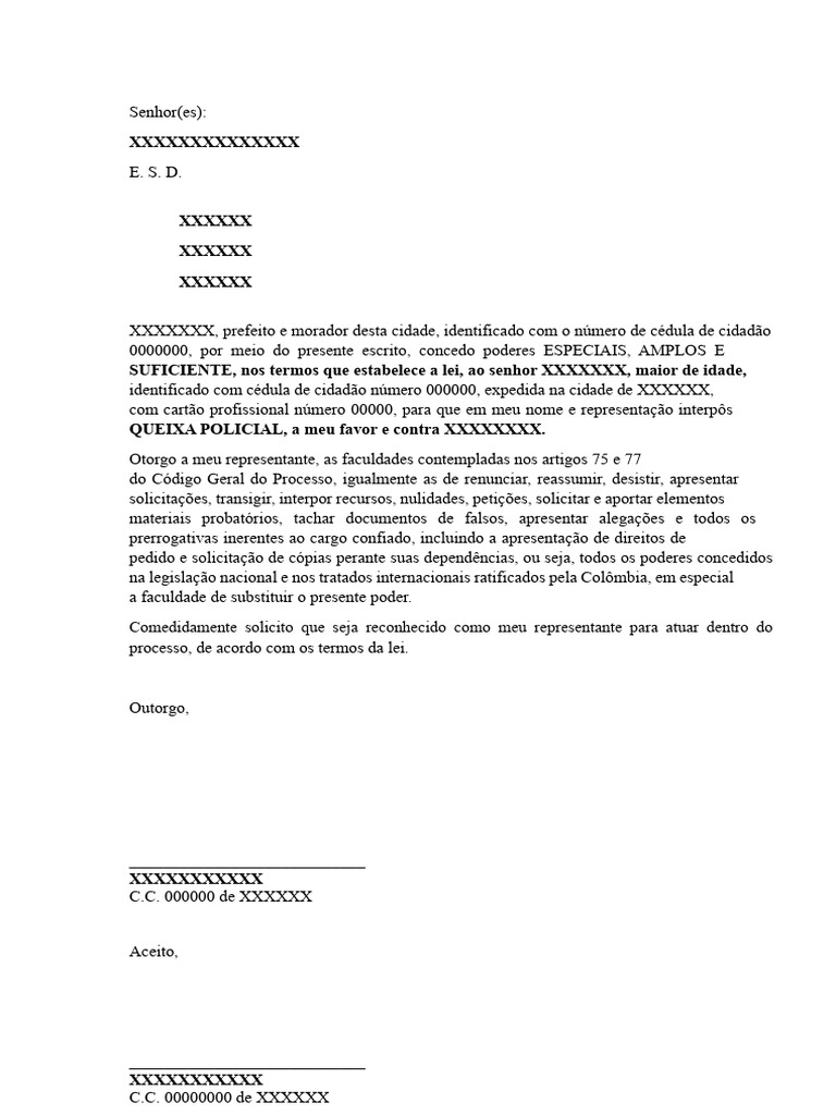Procuração para Queixa Policial | PDF