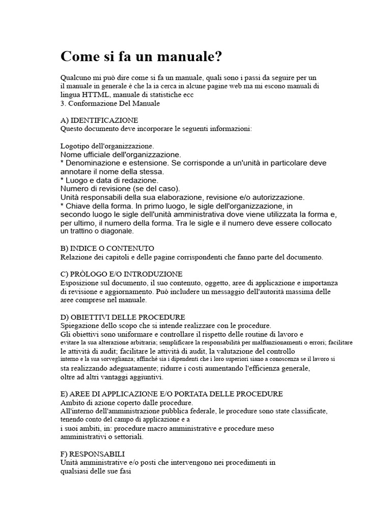 Come Fare Un Manuale | PDF