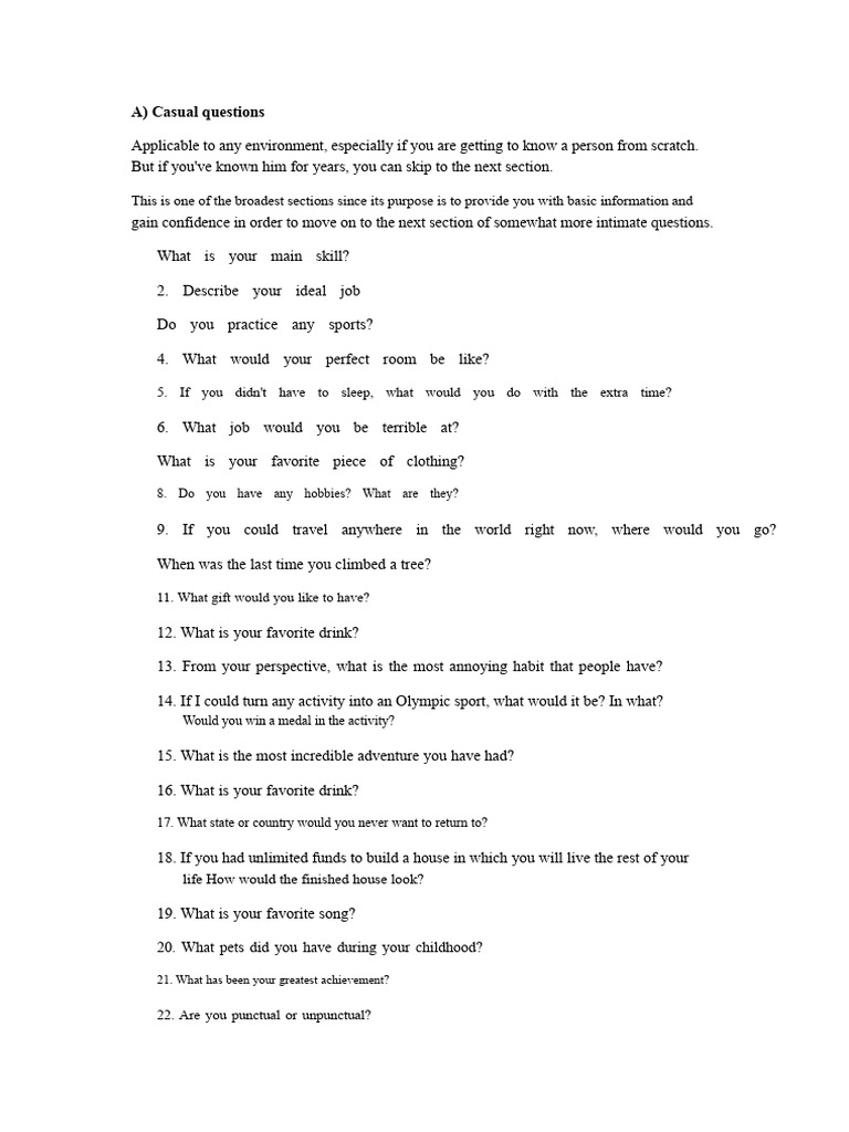 Personal Questions to Ask a Guy | PDF