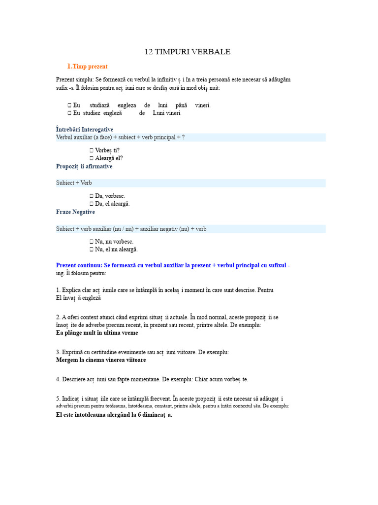 12 Timpi Verbali | PDF