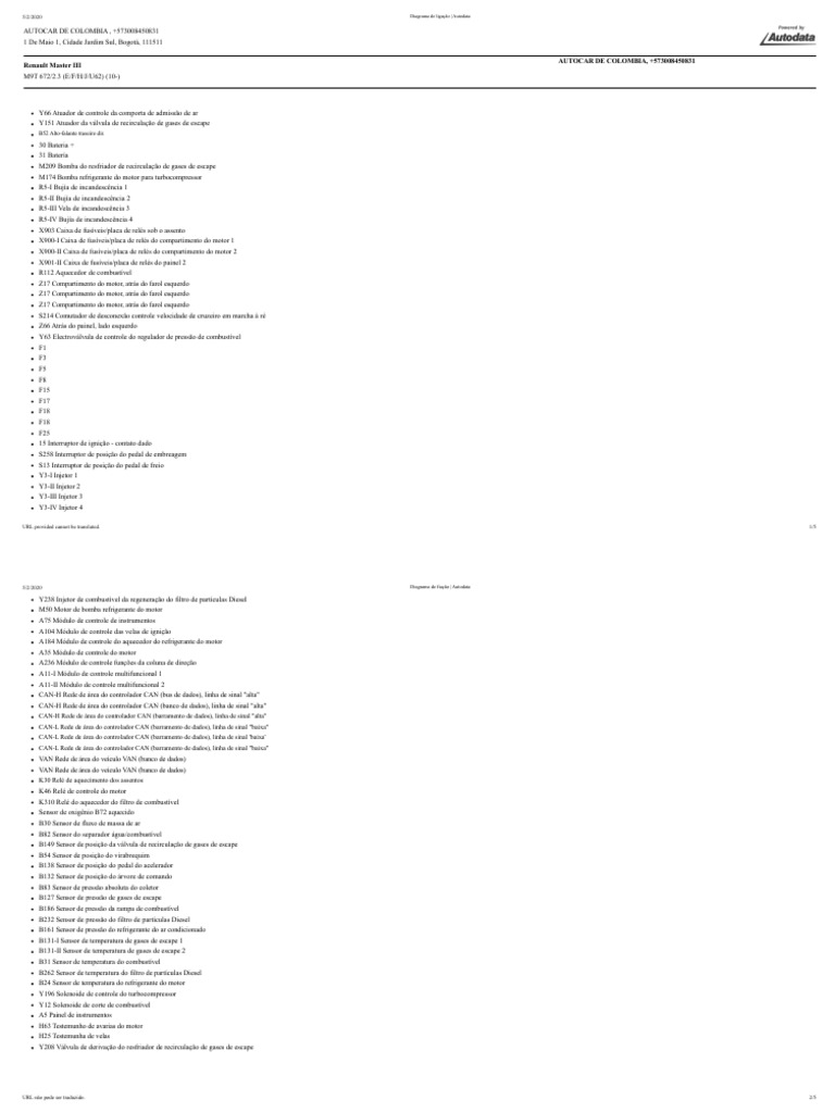 Diagrama Elétrico Renault Master 2.5 DCI | PDF | Motores | Turbocompressor