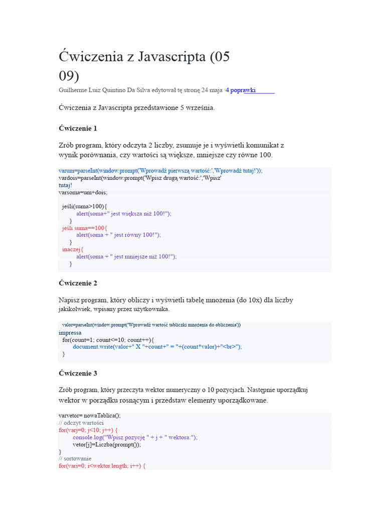 Rozwiązana Lista JavaScript | PDF
