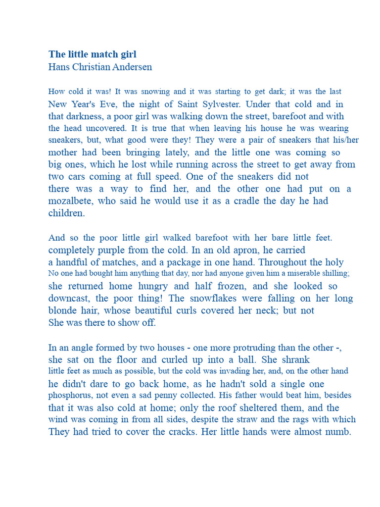 Summary of The Little Match Girl | PDF