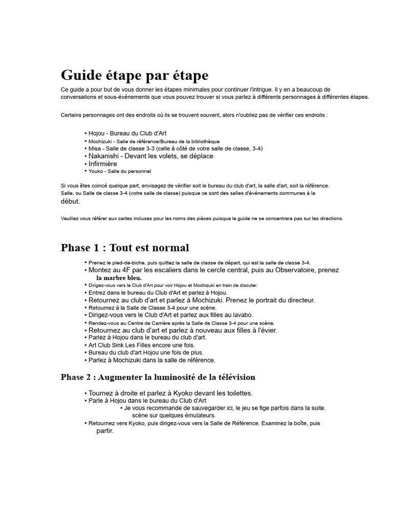 Guide de progression de jeu détaillé | PDF