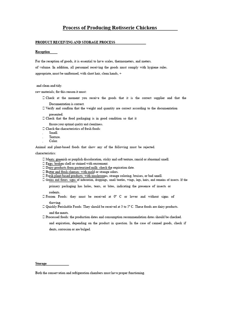 Rotisserie Chicken Production Process | PDF | Hamburgers | Foods