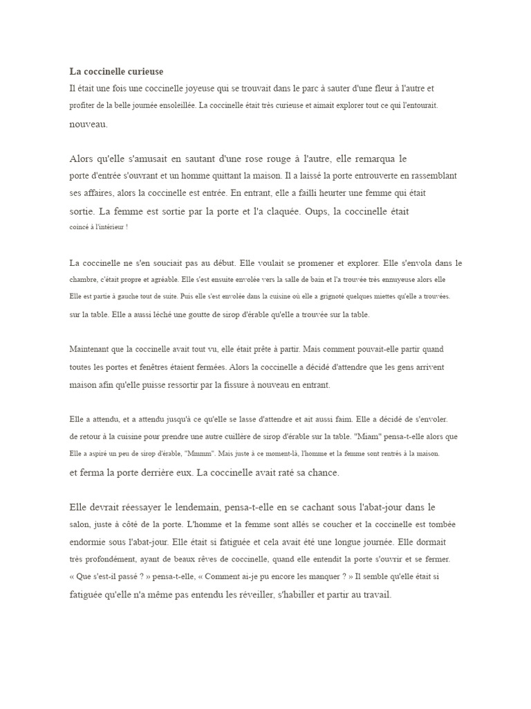 Aventures d'une coccinelle curieuse | PDF