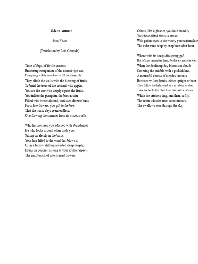 Ode to Autumn: A Poetic Celebration | PDF