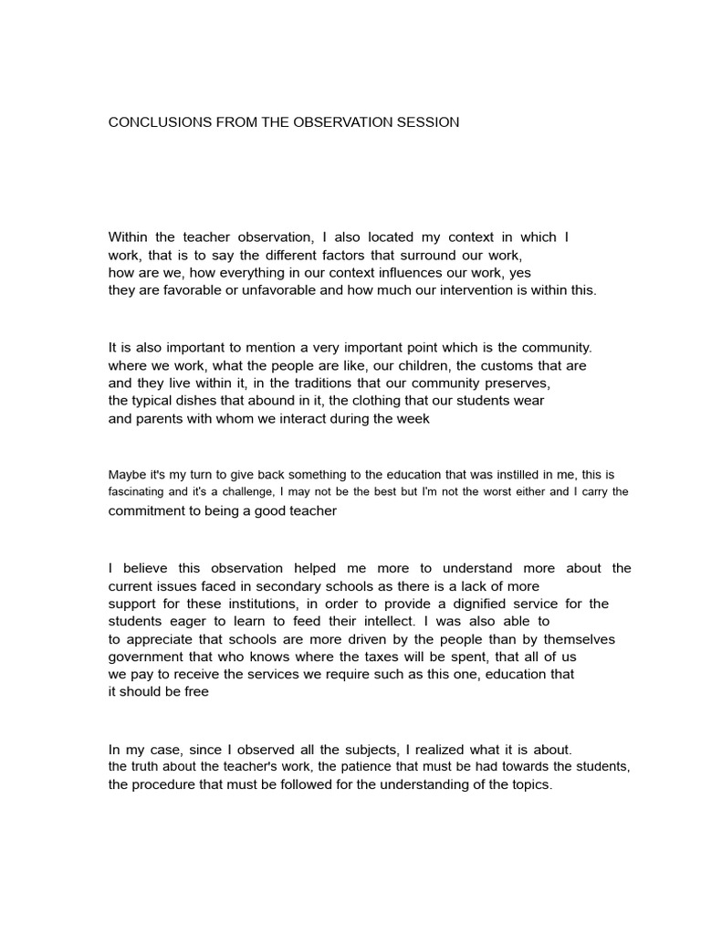 Conclusions on Teaching Practice Insights | PDF | Teachers | Psychology