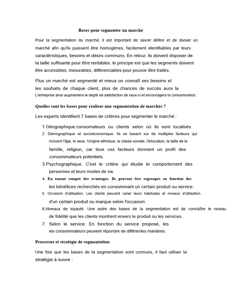 Bases de la segmentation de marché | PDF | Marché (Économie ...