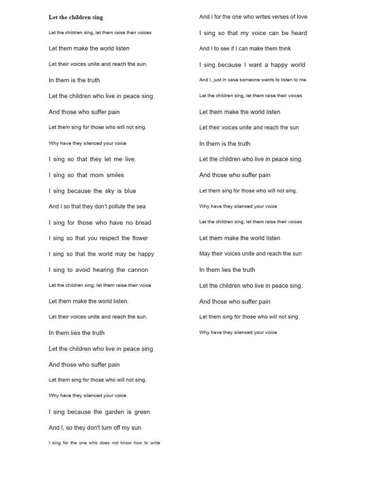 Let the Children Sing for Peace | PDF