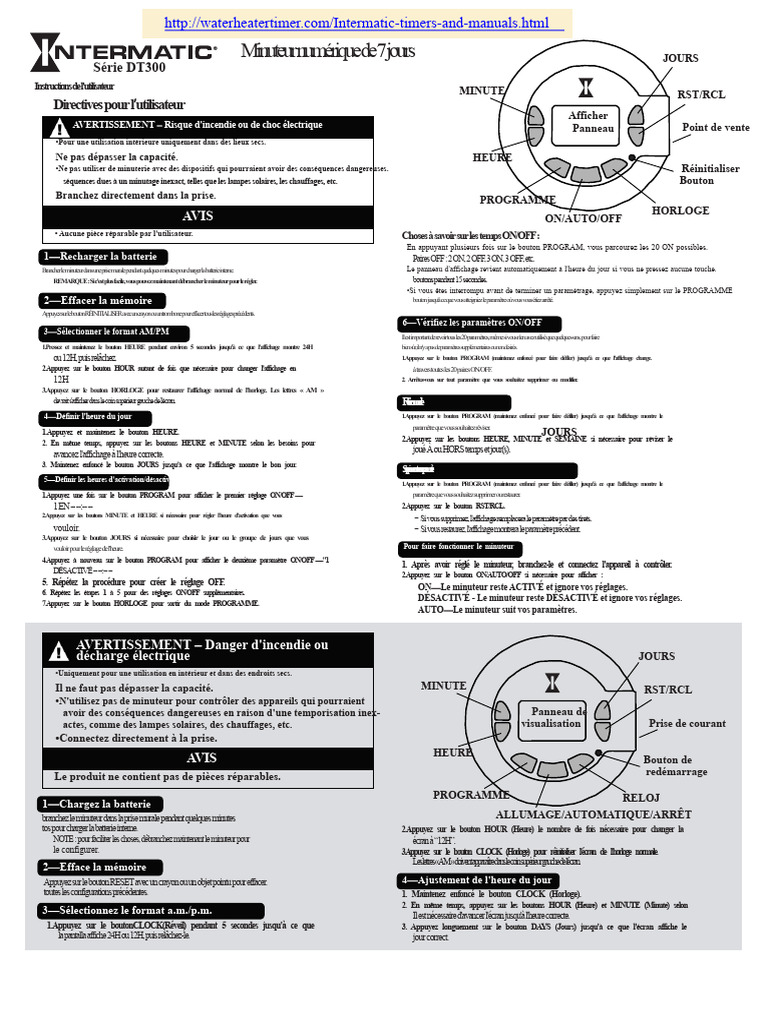 Minuteur numérique DT300 : Guide d'utilisation | PDF