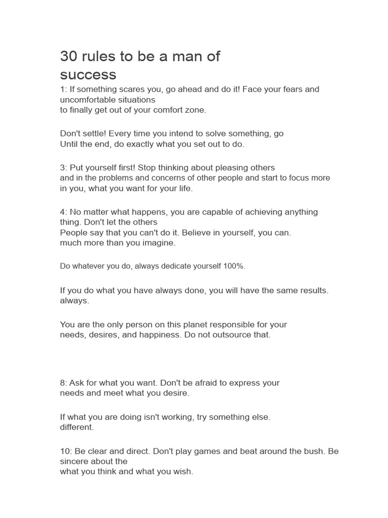 30 Rules for Personal Success | PDF | Psychological Concepts | Psychology