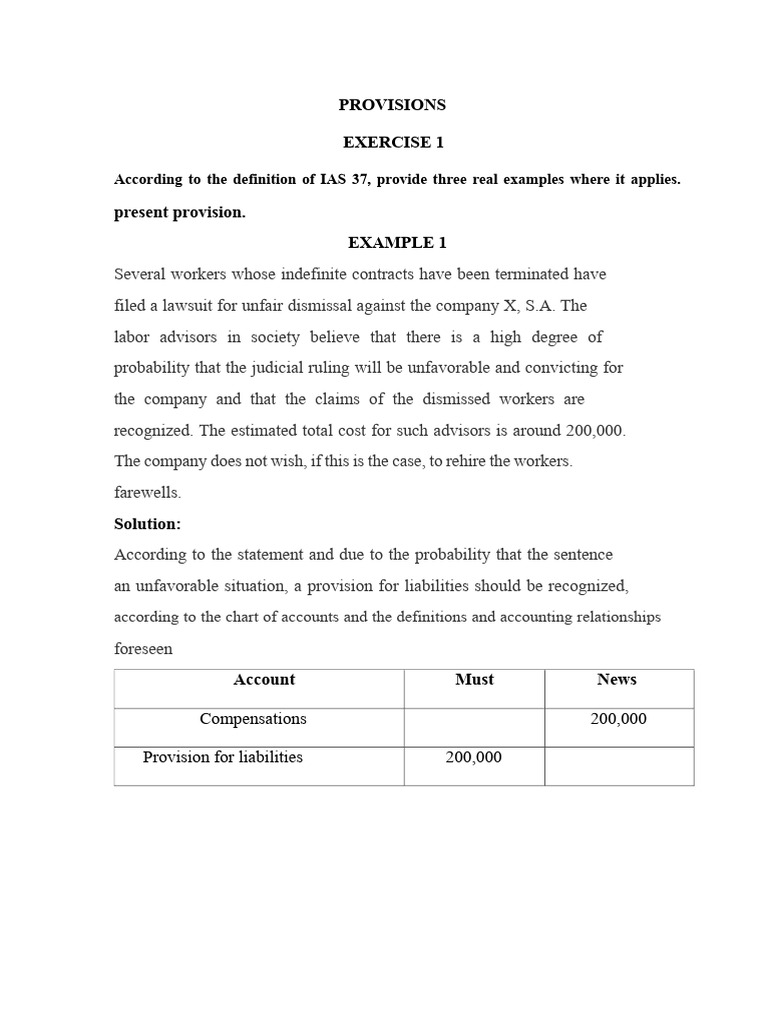 Provision Exercises - Keiner Hernandez | PDF | Employment | Expense