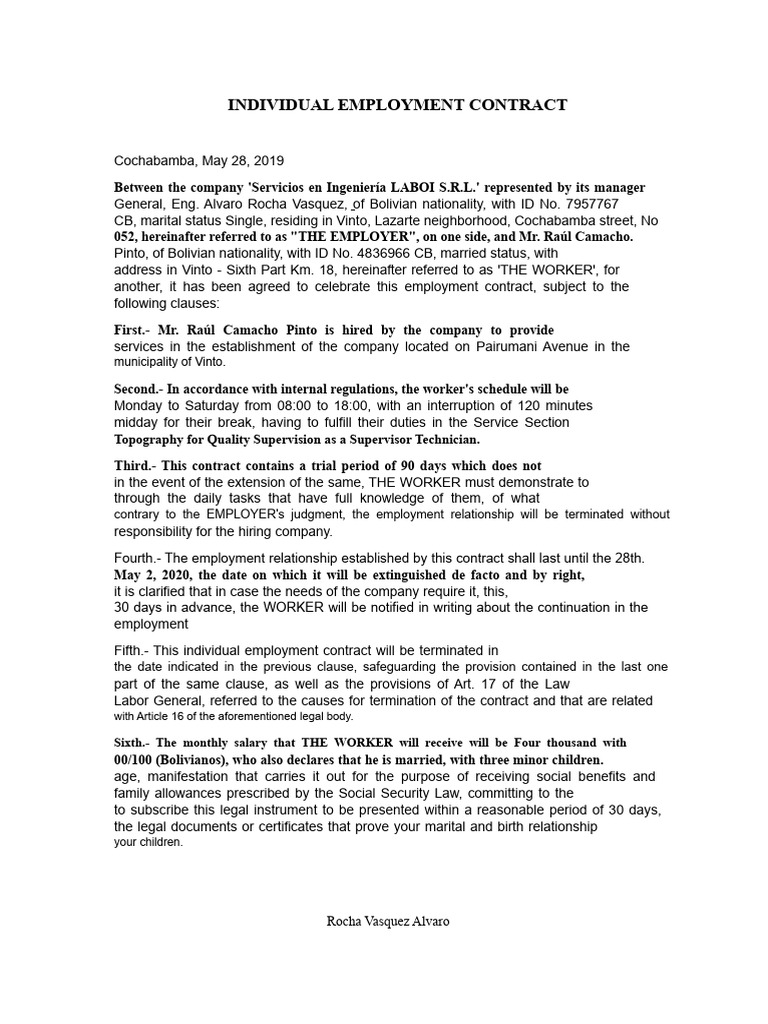 Individual Employment Contract Overview | PDF | Employment | Labour Law