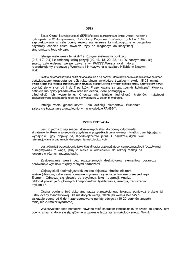 Test Bprs Krótka Skala Oceny | PDF