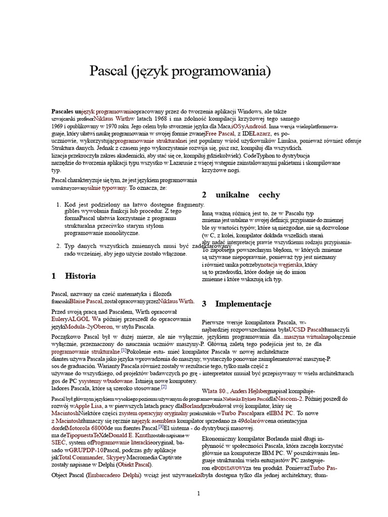 Pascal (Język Programowania) | PDF