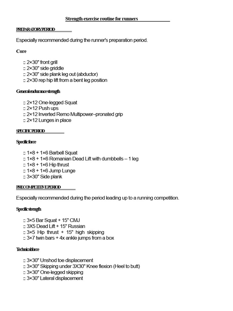 Strength Training Routine For Runners | PDF