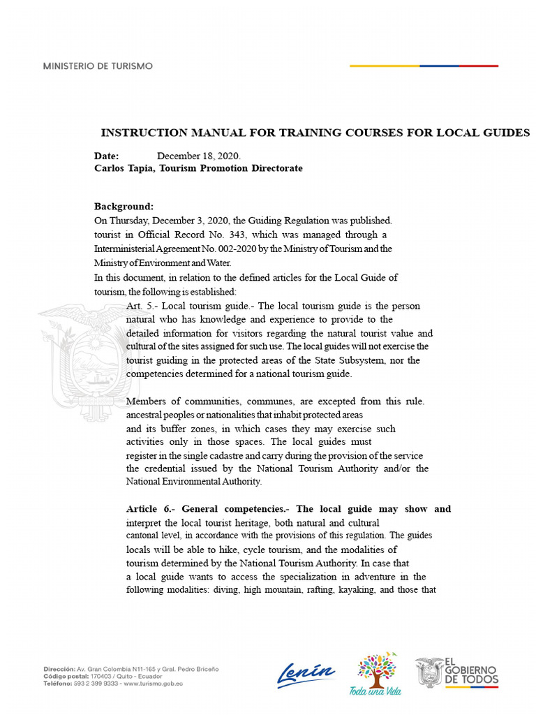 INSTRUCTION MANUAL FOR TRAINING COURSES FOR LOCAL GUIDES - December 18 ...