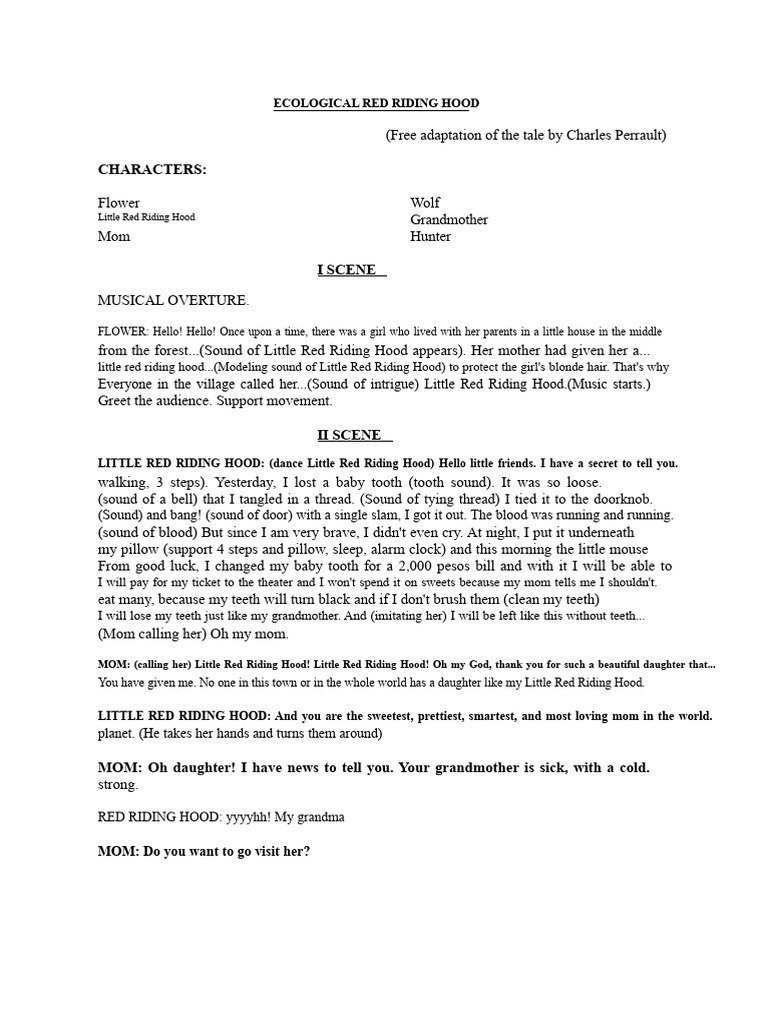 Ecological Red Riding Hood Play Script | PDF | Little Red Riding Hood