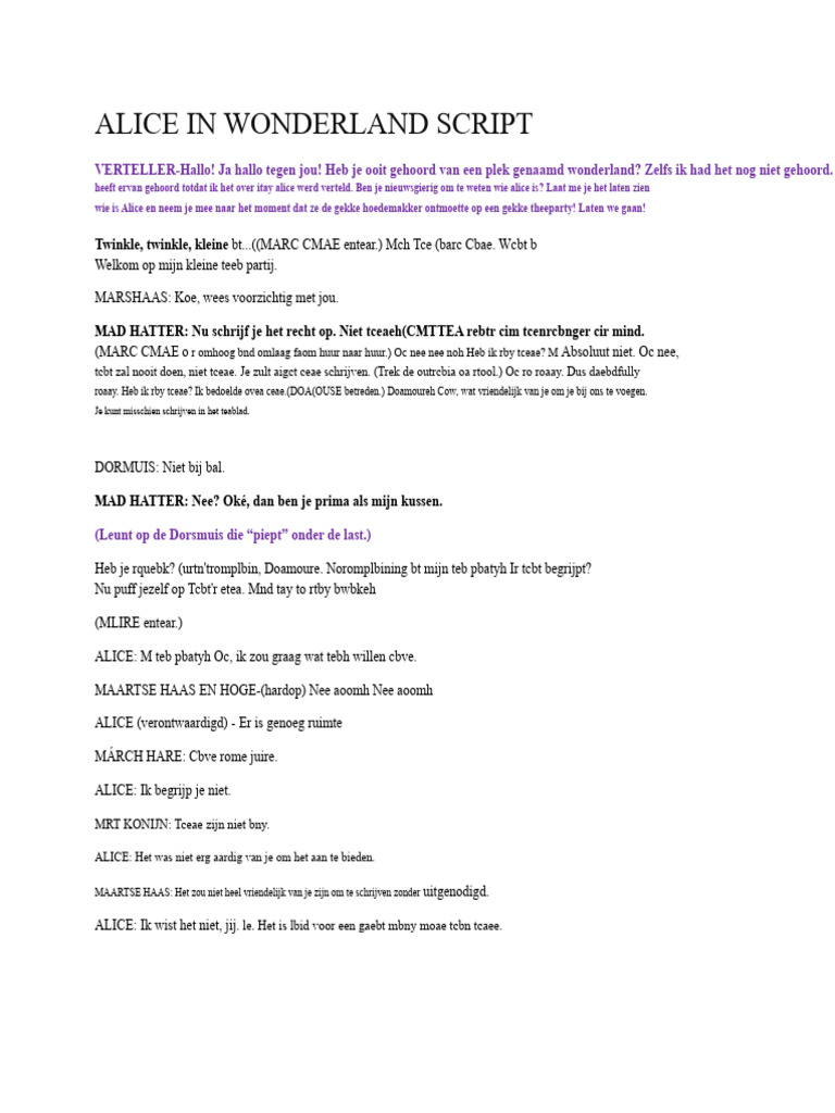 Alice in Wonderland Script | PDF