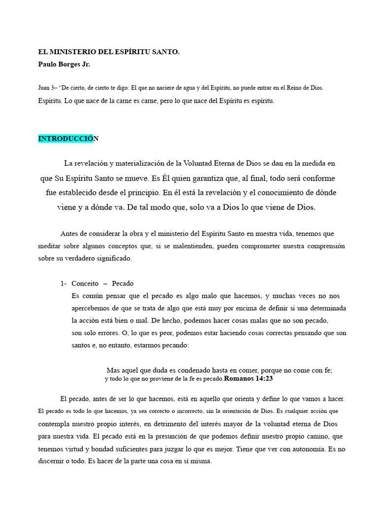 El Ministerio del Espíritu Santo en la Fe | PDF | Cristo (título ...