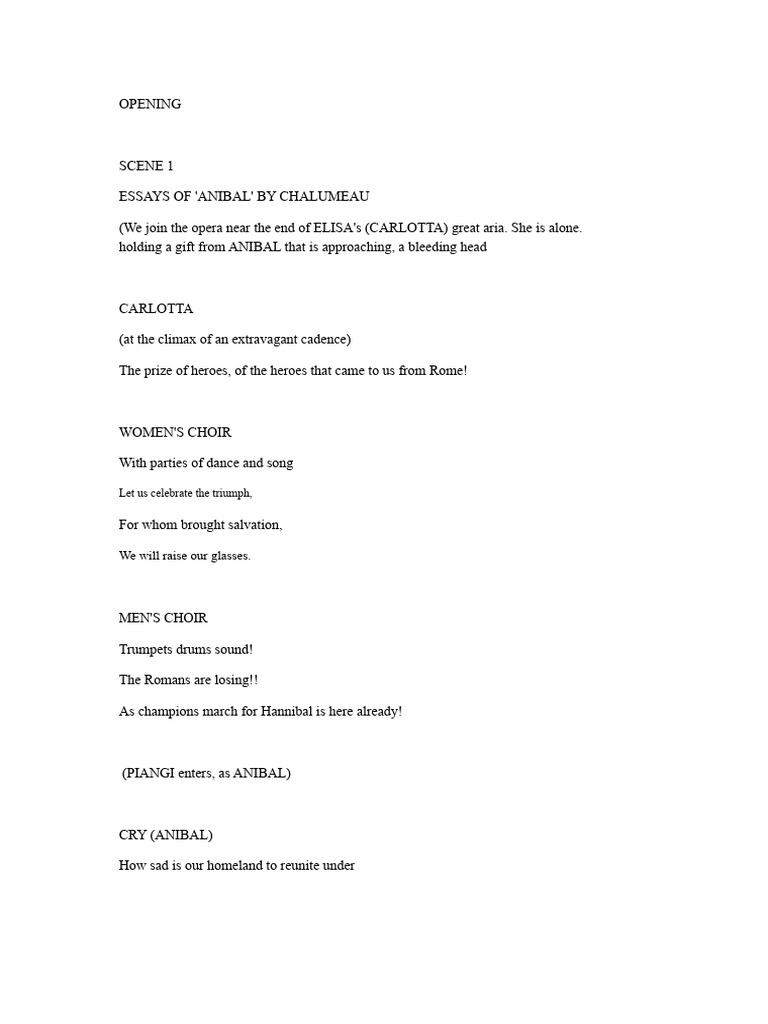Note Sheet for 'Hannibal' Opera | PDF