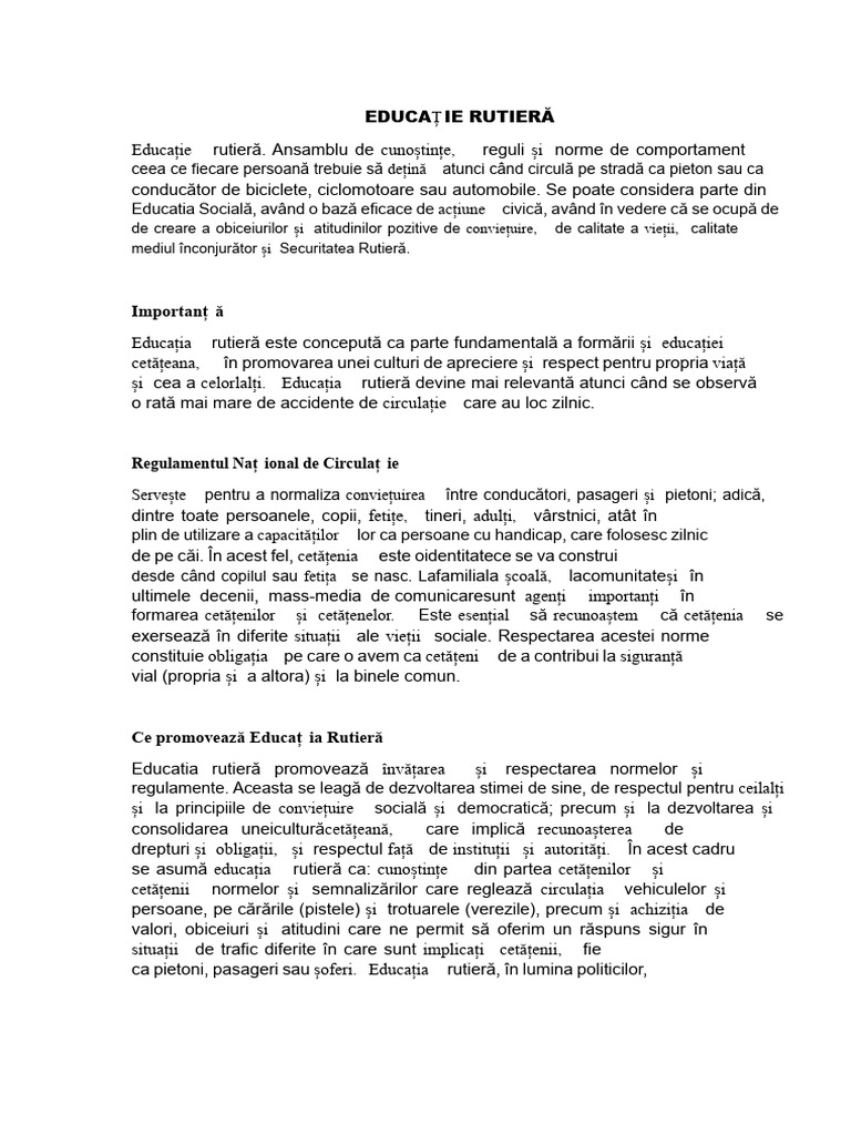 Educație Rutieră | PDF