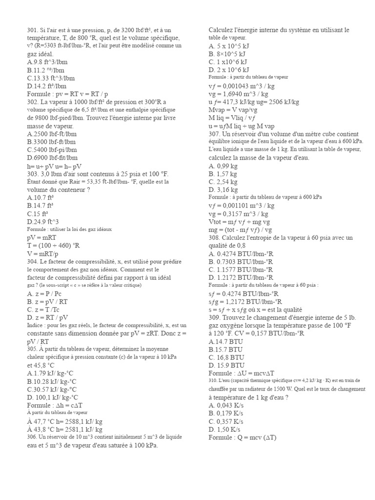 Calculs thermodynamiques et gaz idéaux | PDF | Enthalpie | Chaleur