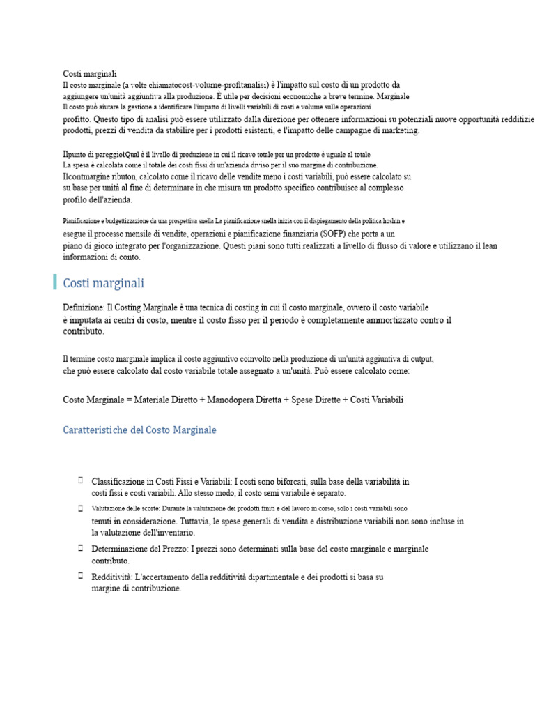 Costi Marginali | PDF
