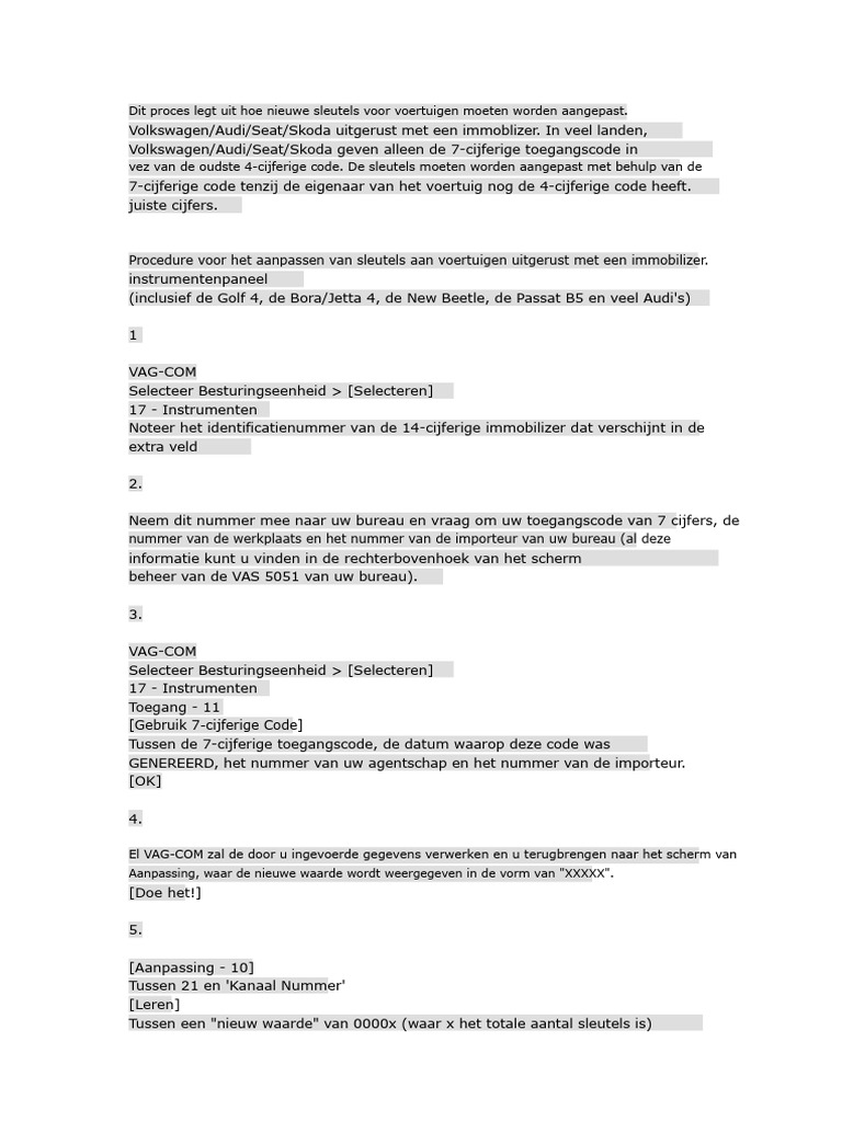 Sleutel Coderen Vag Com | PDF